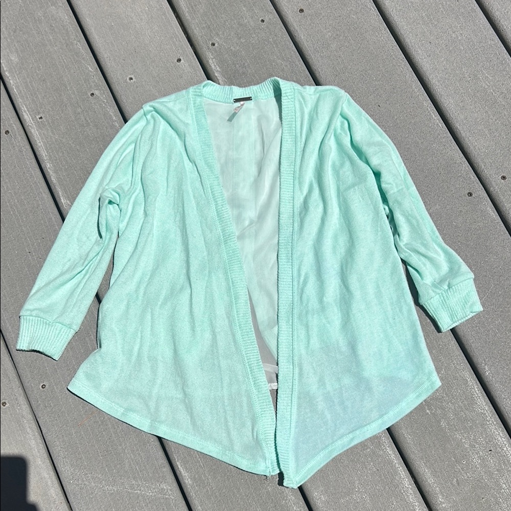 Mint Green Open Front Cardigan